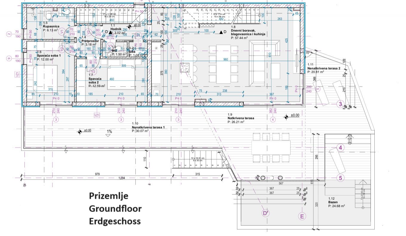 Нова, луксозна вила, 150 м от морето, панорамна гледка, плувен басейн, гараж в Бетина, Тисно