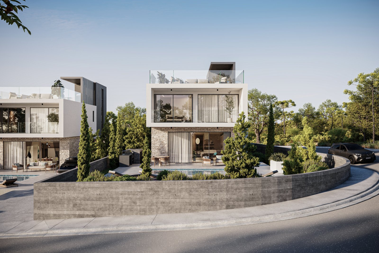 Montes Residences 2-етажна | Луксозни вили с гледка към морето в Тала, Пафос