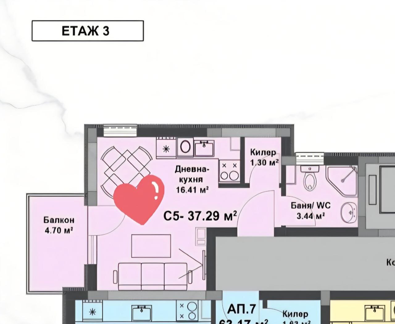 Студио в новия комплекс Ла Мер Силвър Резидънс 2