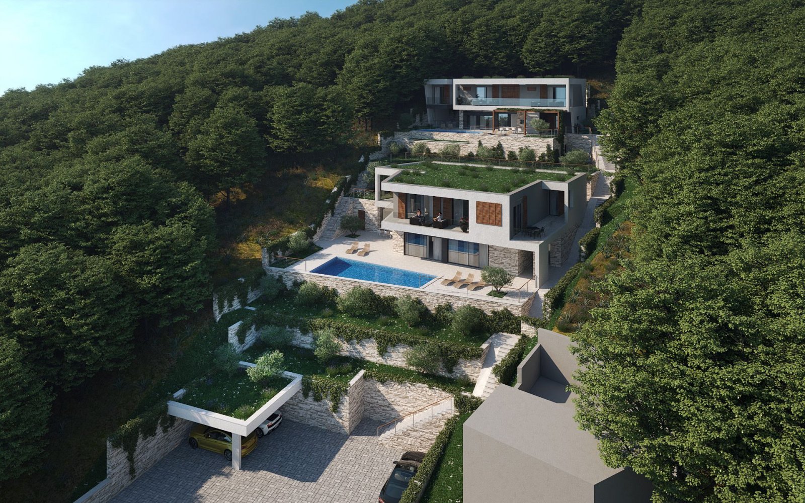 Grundstück und Projekt für zwei Villen in ruhiger Lage mit Panoramablick, Borak Omiš