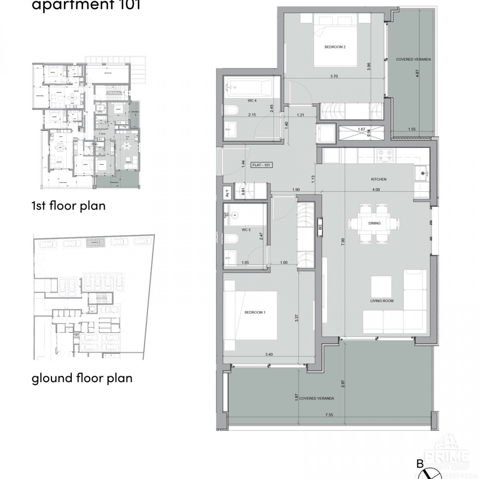 Anlageobjekt: Dreizimmerwohnung nur 700 m vom Meer in Limassol entfernt, Meerblick