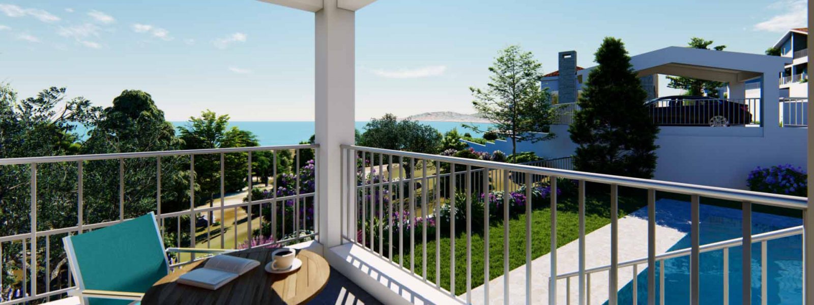 Luxuriöse Villa mit Pool und Meerblick auf großem Grundstück