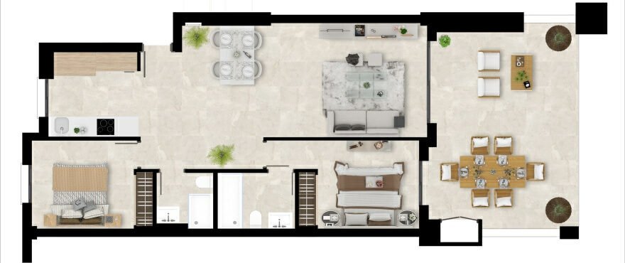 Elegantes Apartment, moderner Komplex in der Nähe von Playa Ancha → Costa del Sol