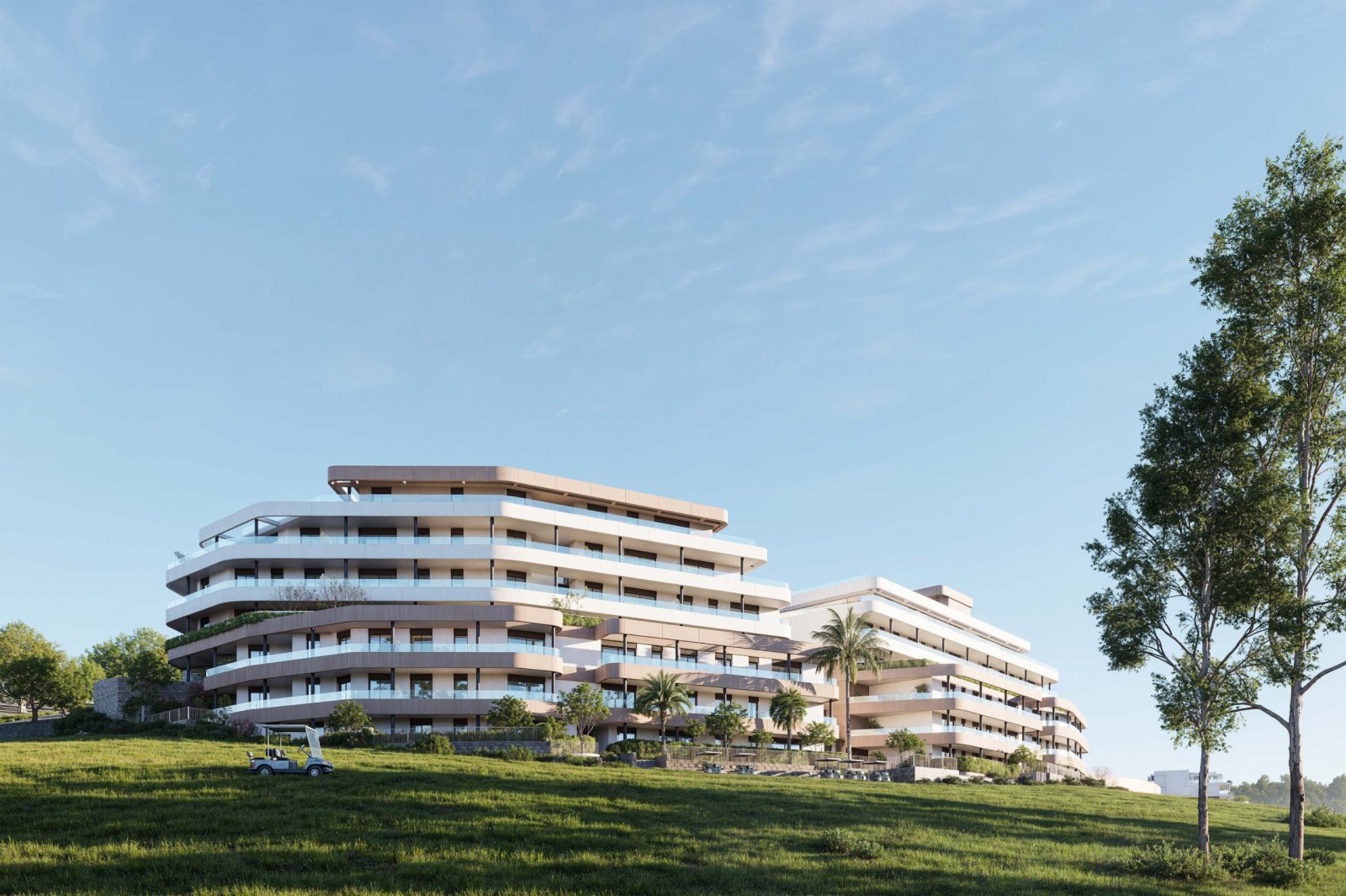 Estepona, Málaga: Moderne Apartments → 2 km vom Meer entfernt, Pool und Gartenanlage, Ladestation für Elektrofahrzeuge → Estepona 