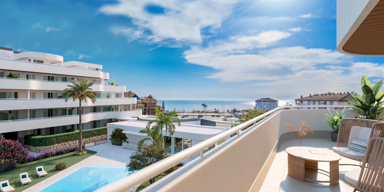 Modernes Apartment mit Meerblick, Solarium und Pool in Torrox