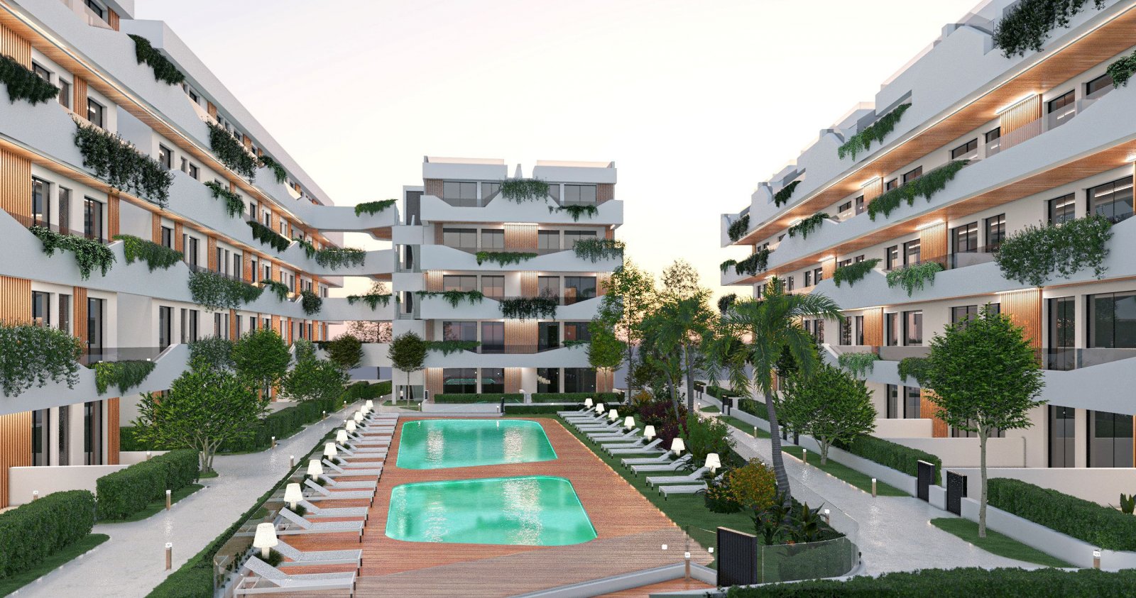 Moderne Apartments → 1 km vom Meer entfernt, Swimmingpool und Gartenanlage → Santiago de la Ribera