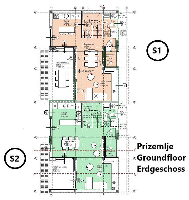 Luxuriöses Doppelhaus mit Panoramablick und Garten, Vodice