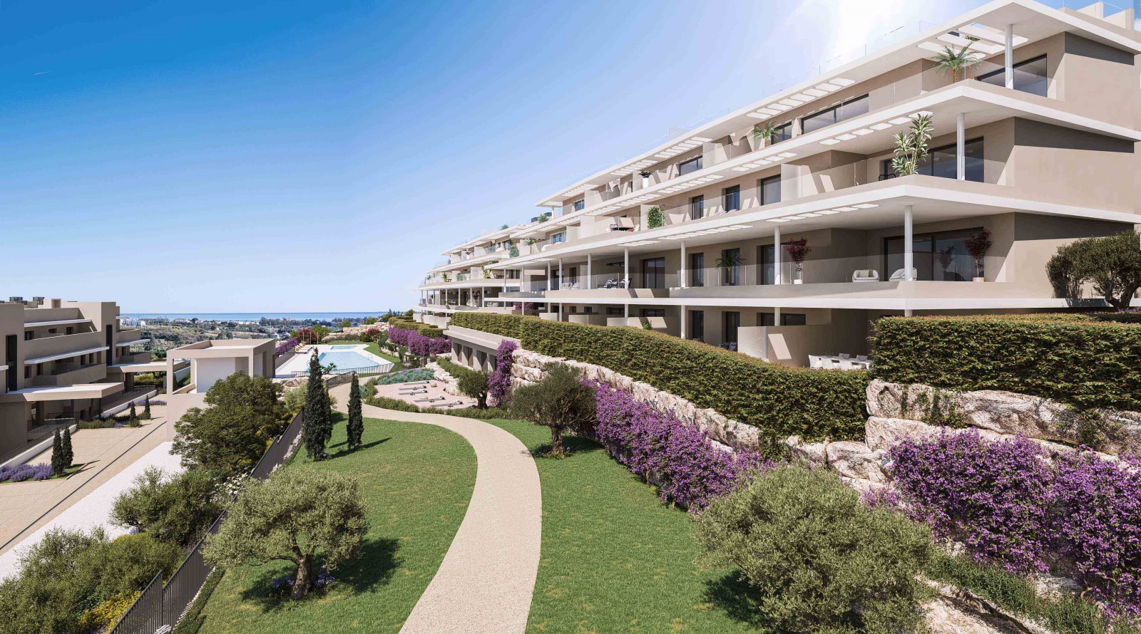 Luxusapartments, 2 km vom Strand entfernt mit Meerblick, Estepona