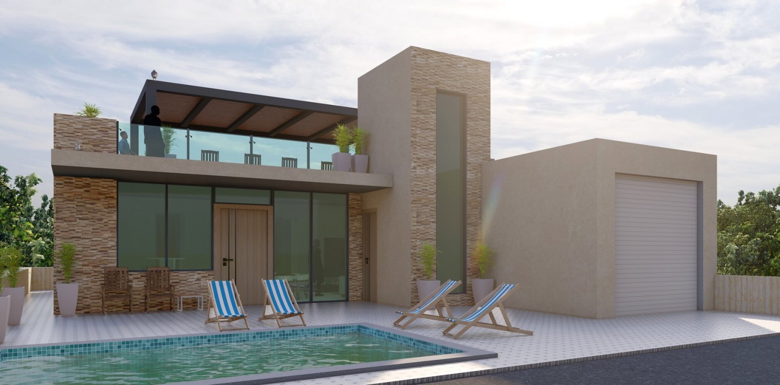 Moderne Einfamilienhäuser, private Gärten und Swimmingpools, Fuente Álamo