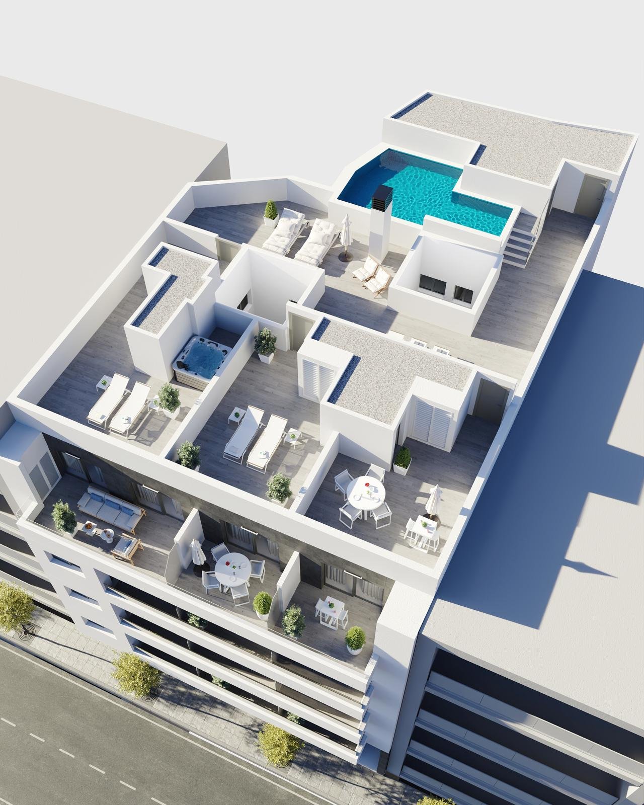 Exklusive Apartments und Penthäuser, 300 m vom Meer entfernt, Torrevieja