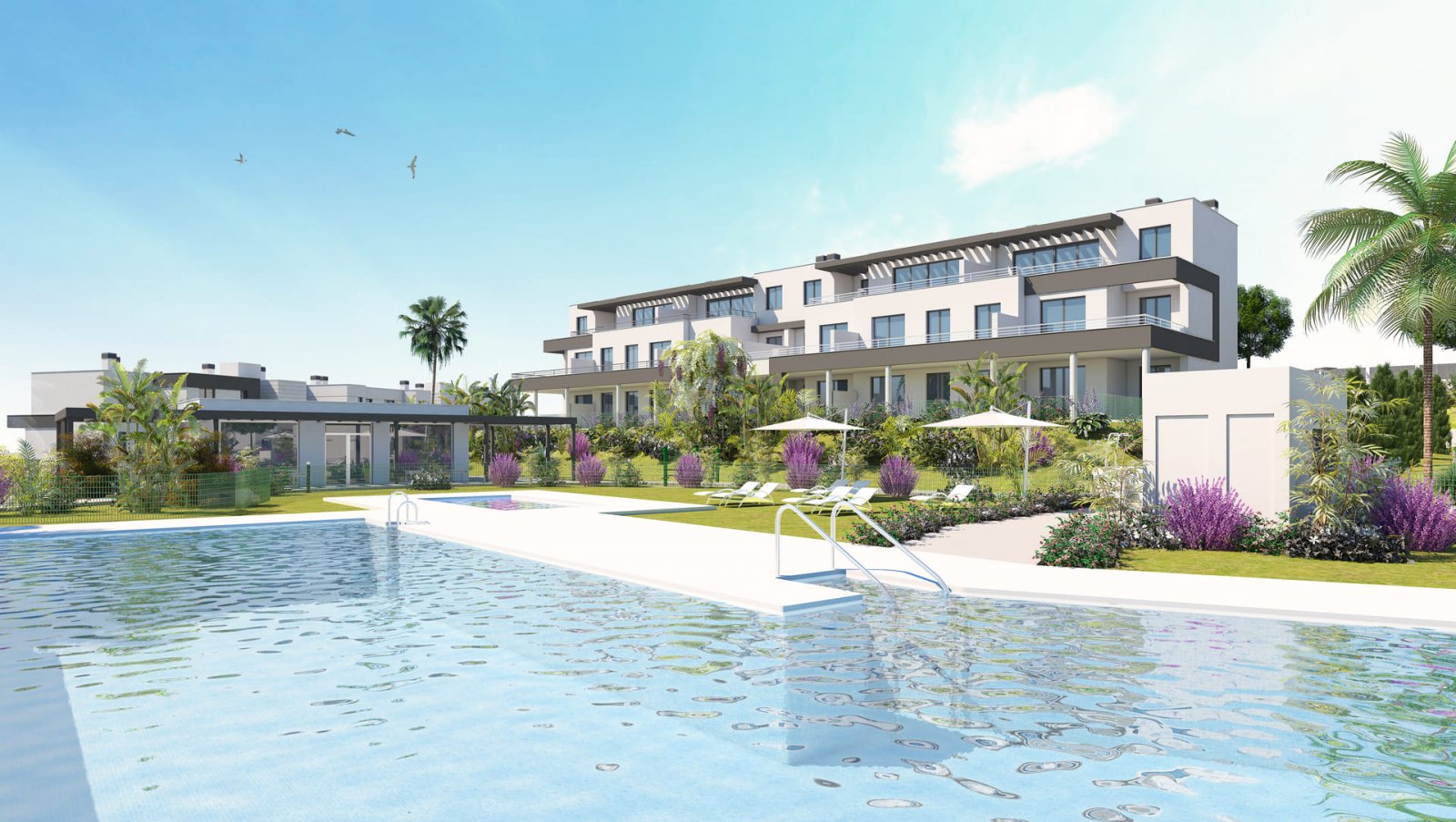 Moderne Apartments, Terrassen und Swimmingpools, 2 km vom Meer entfernt, Estepona