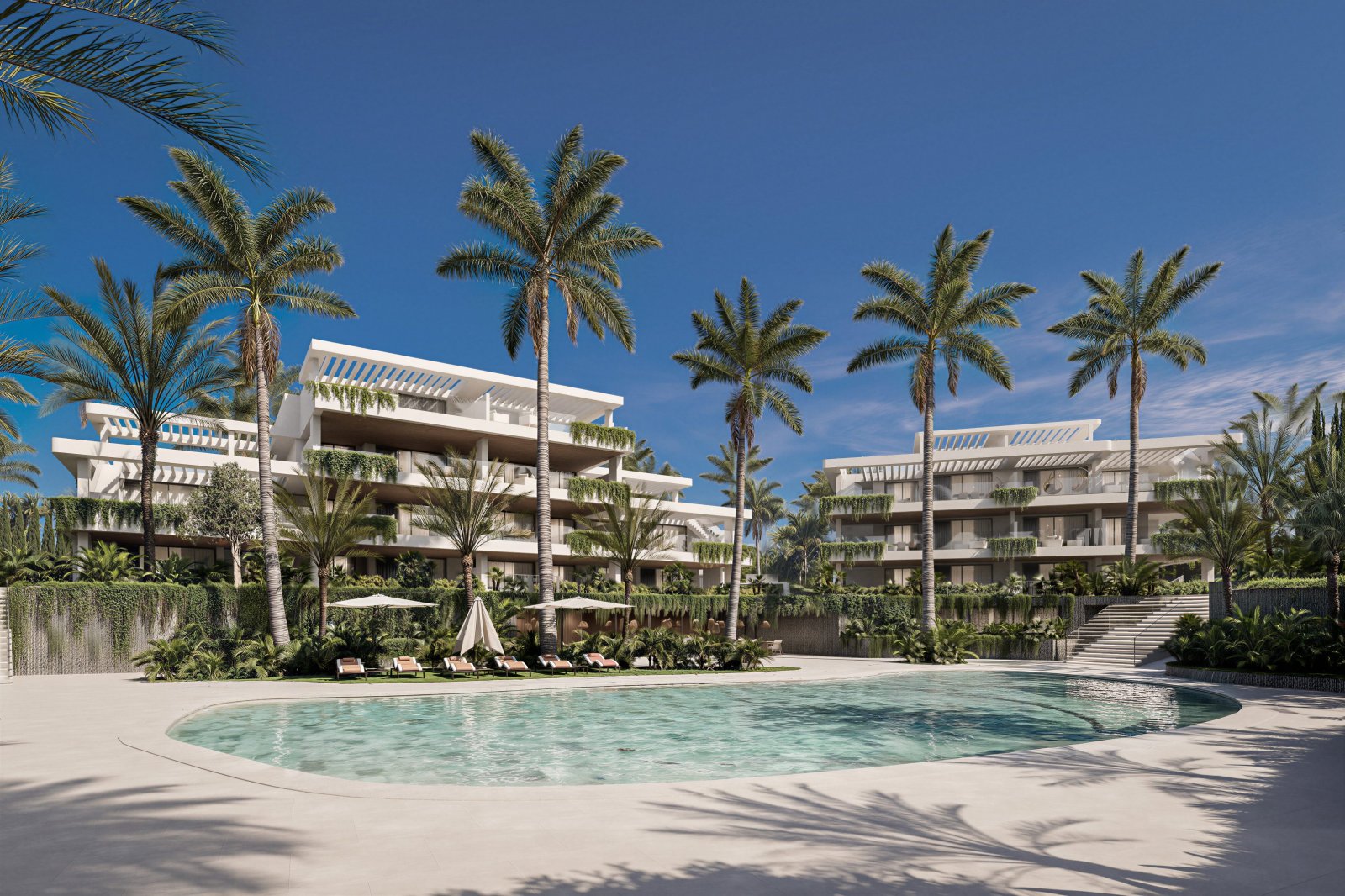 Exklusive Apartments 400 m vom Strand entfernt, private Terrassen, Estepona