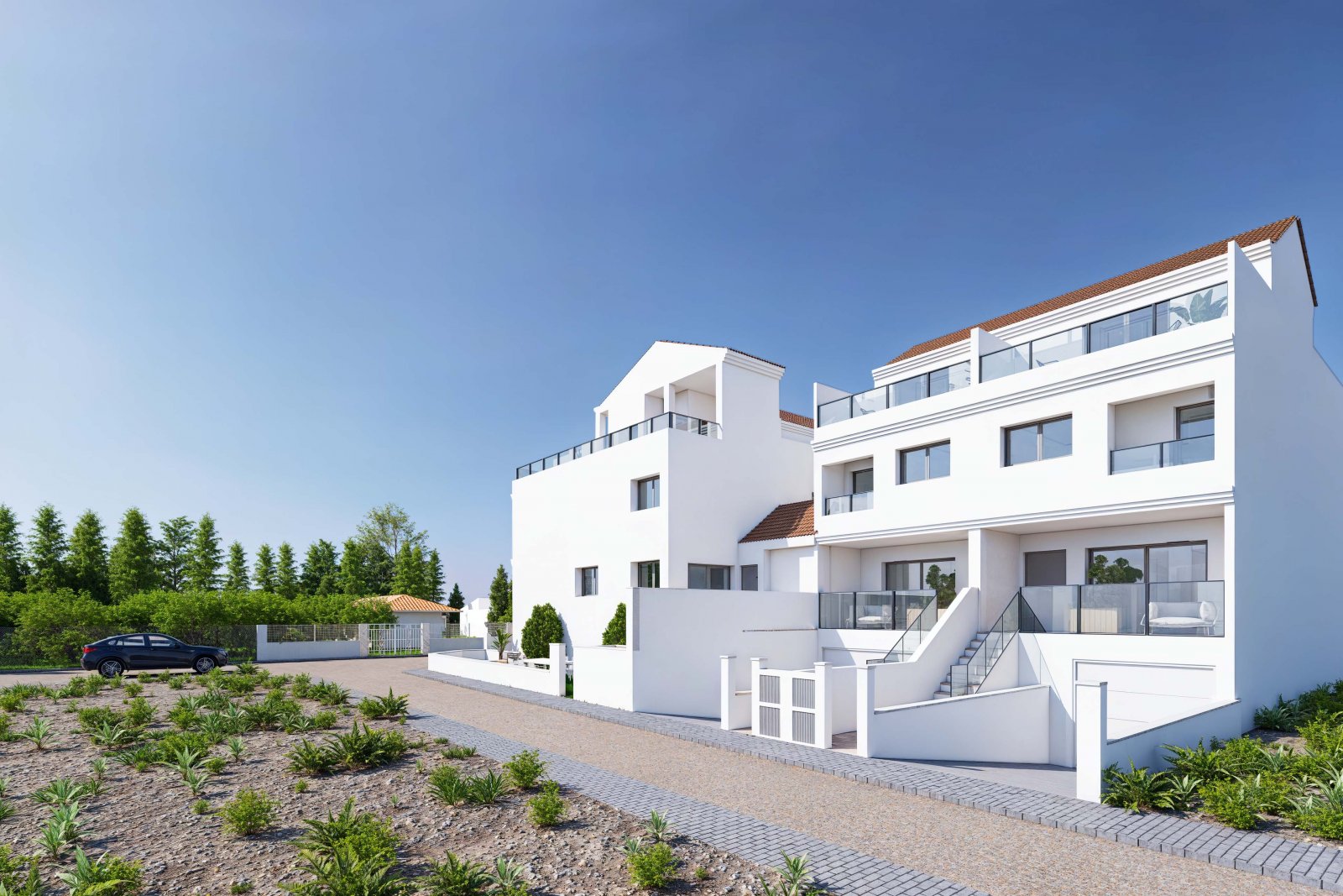 Moderne Stadthäuser, private Terrassen und Pool, Rafal