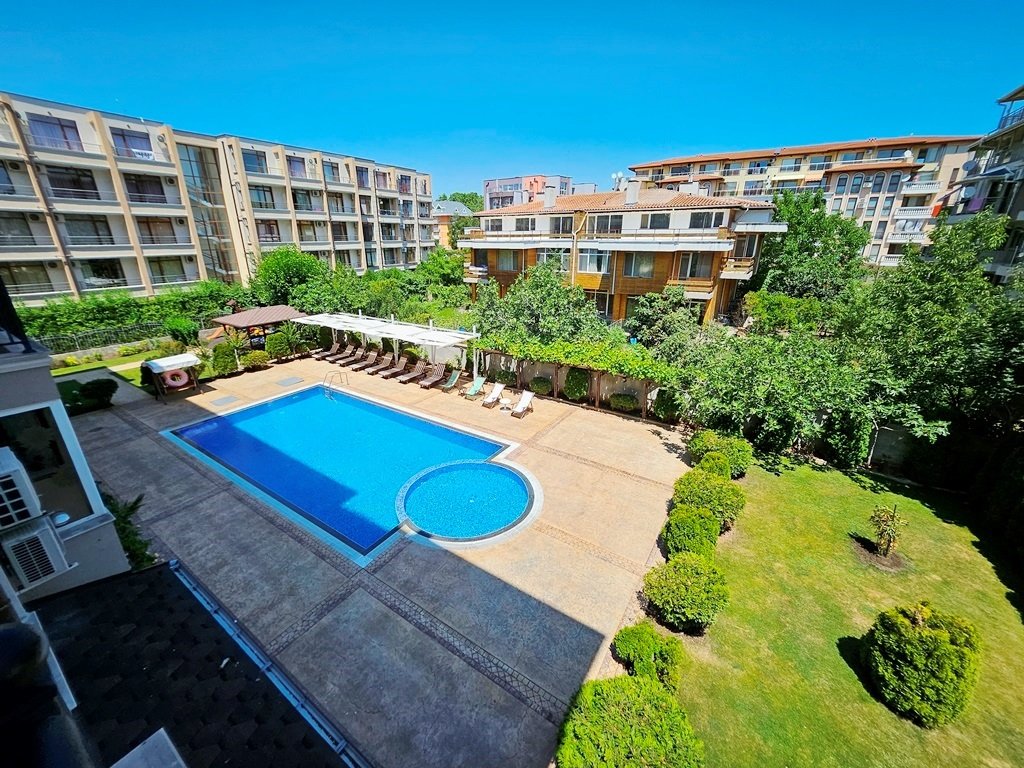 Bright 1-Bedroom Apartment with Pool View & Large Terrace in Persani Complex