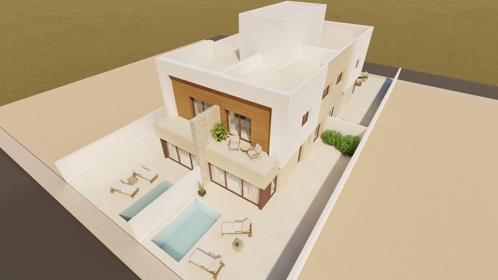 Moderne Stadthäuser, 600 m vom Meer entfernt mit Swimmingpool, San Javier