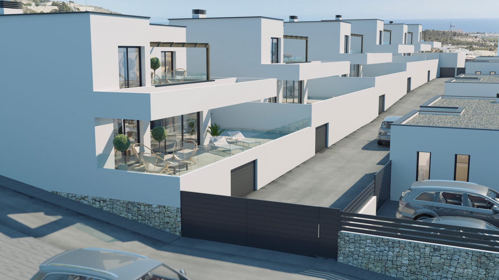 Luxuriöse freistehende Häuser, Meerblick und privater Pool, Finestrat