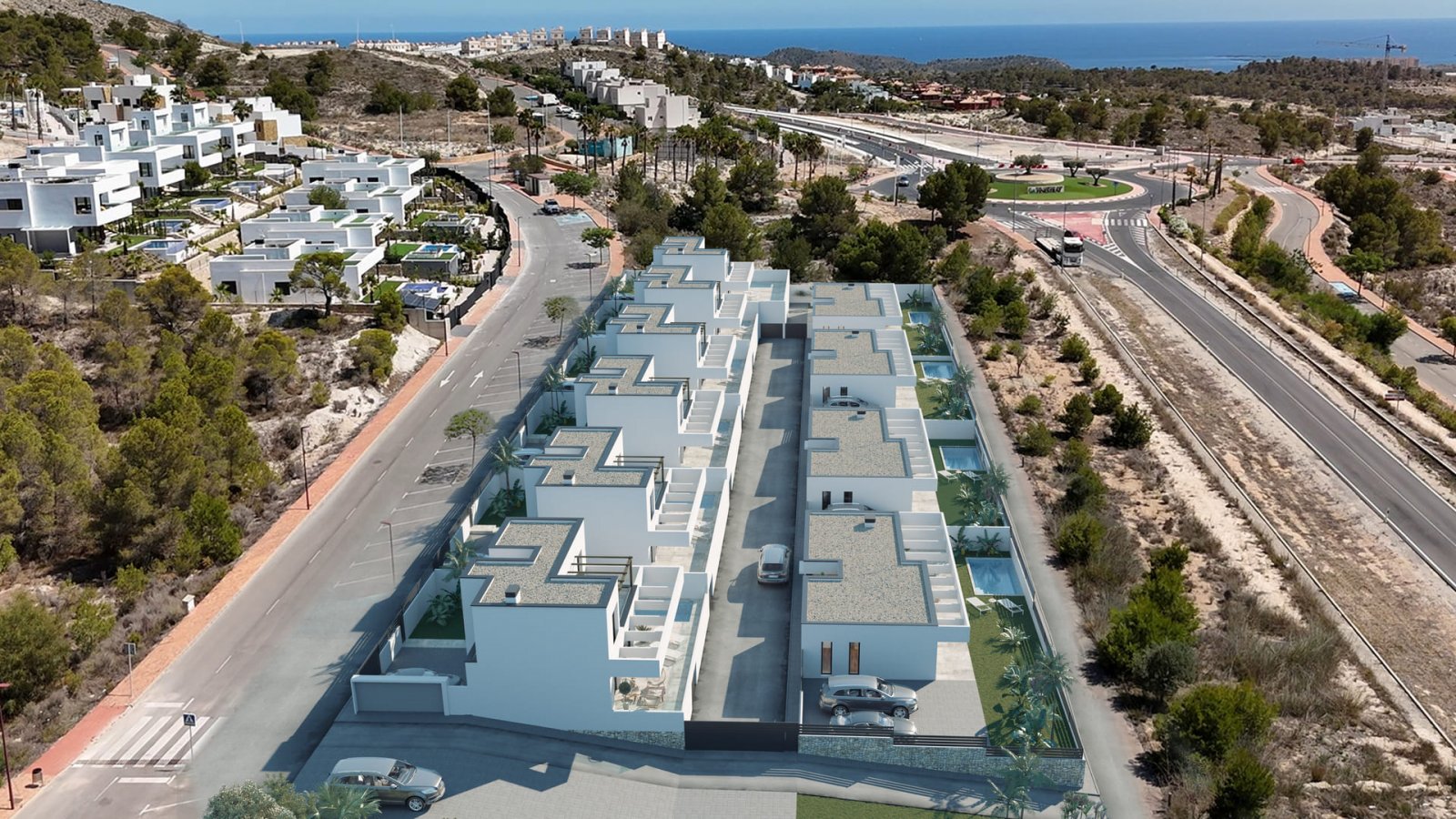 Luxuriöse freistehende Häuser, Meerblick und privater Pool, Finestrat