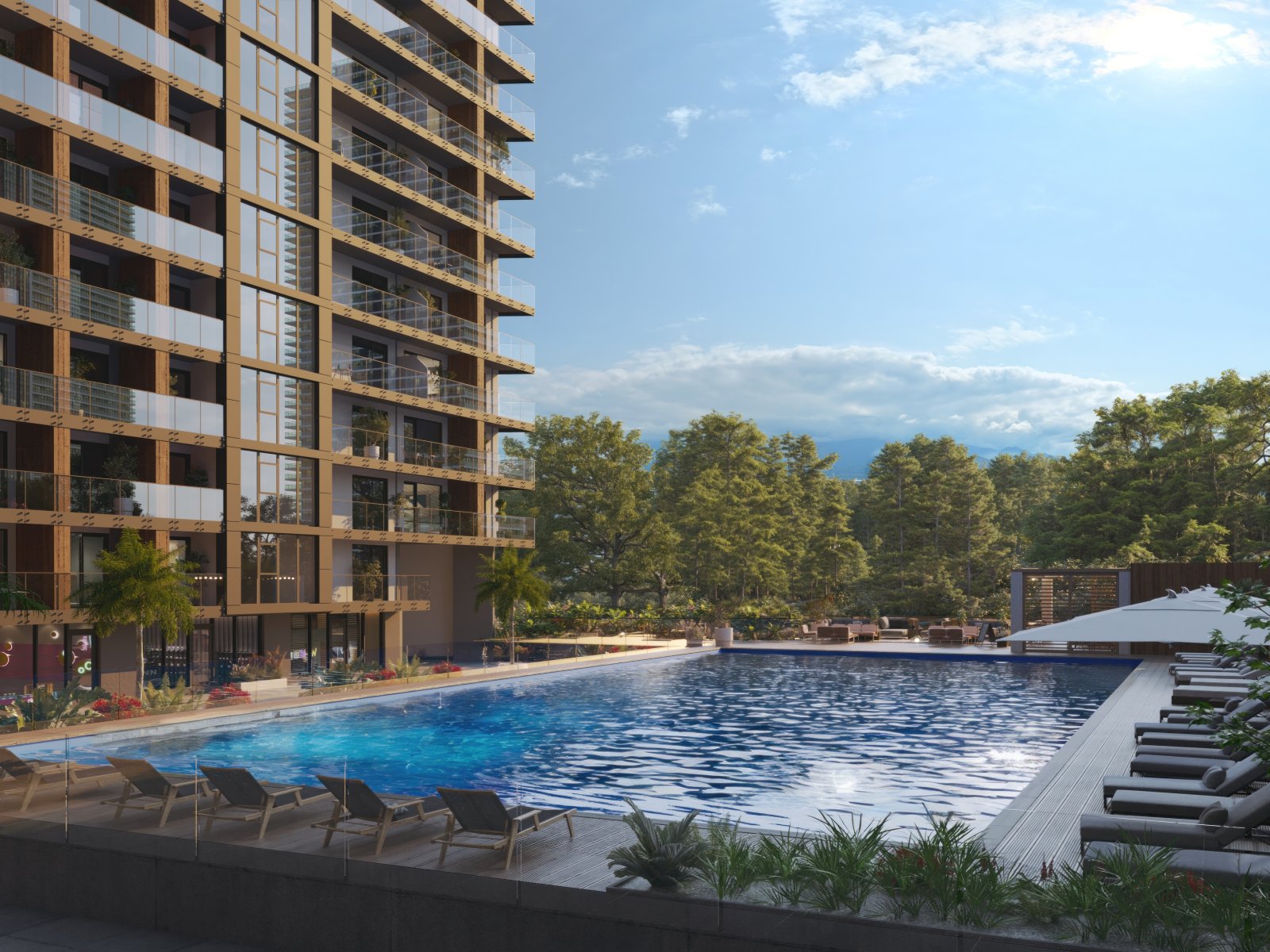Premium-1-Schlafzimmer-Apartment in OXY Residence, Batumi, Georgien – Meer- und Innenhofblick, voll möbliert & Wohnen im Hotelstil