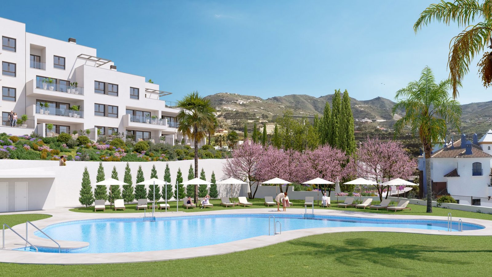 Moderne Apartments → 5 km vom Meer entfernt, Swimmingpool und Gartenanlage → Almuñécar