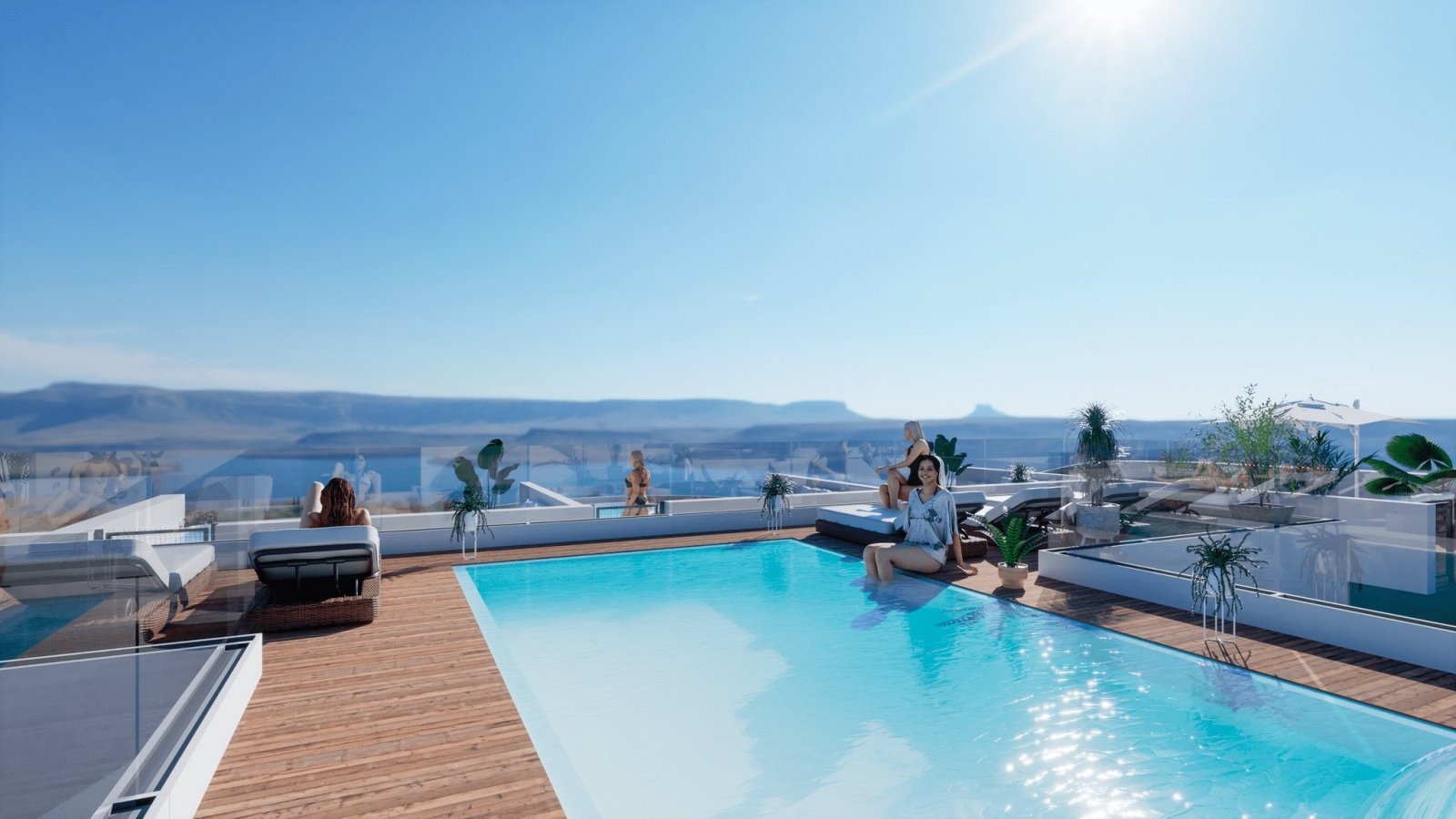 Sonnige Ferienwohnung 100 m vom Meer entfernt mit Terrasse und Pool in Torrevieja