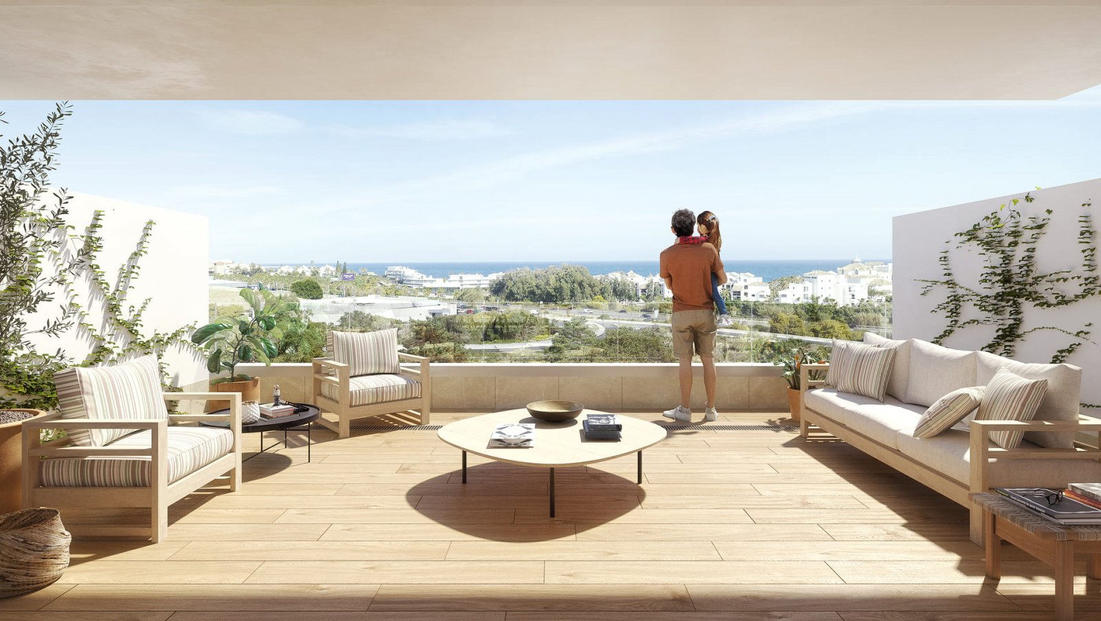 Exklusive Apartments, 1 km vom Strand entfernt mit Meerblick, Estepona