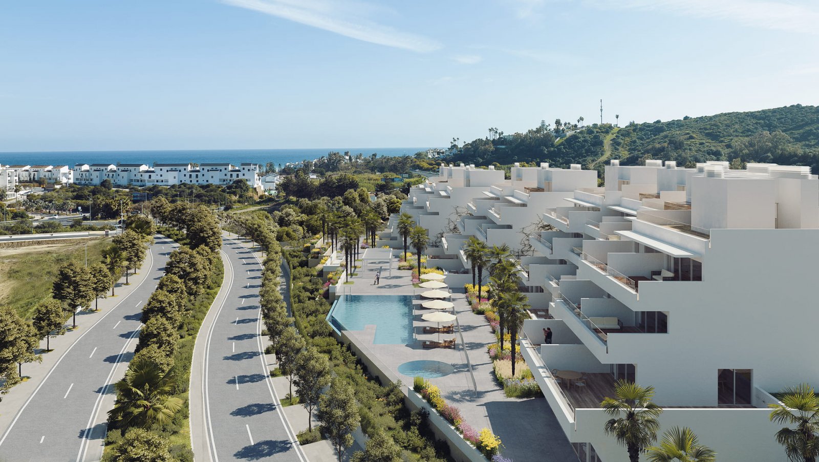 Exklusive Apartments, 1 km vom Strand entfernt mit Meerblick, Estepona