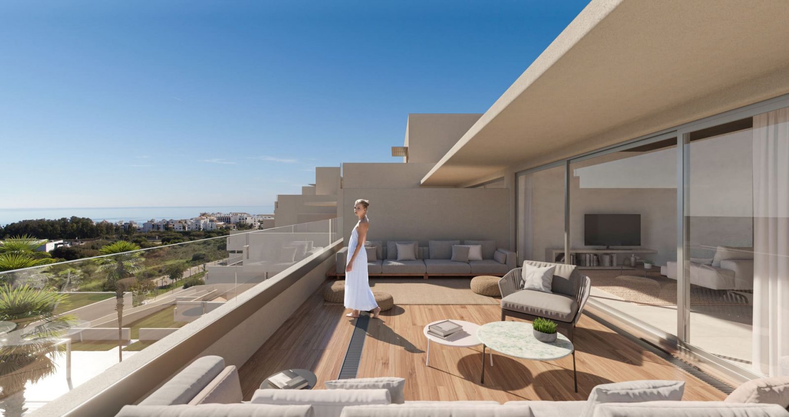 Exklusive Apartments, 1 km vom Strand entfernt mit Meerblick, Estepona