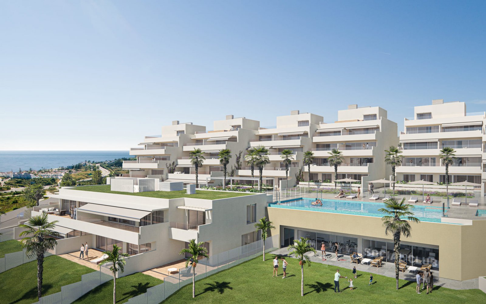 Exklusive Apartments, 1 km vom Strand entfernt mit Meerblick, Estepona