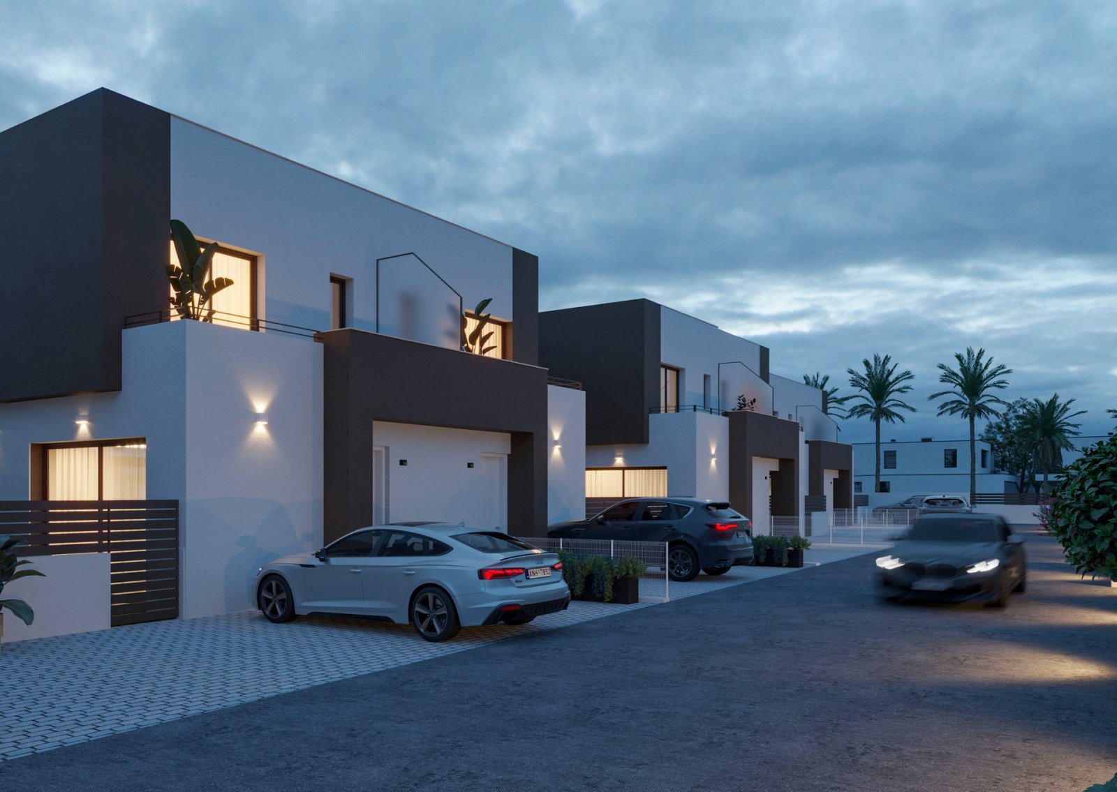 Moderne Stadthäuser am Meer, Garten und Pool, Elche