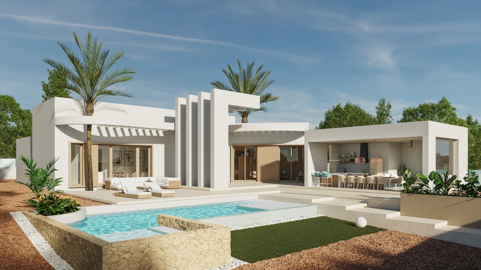 Moderne Häuser mit Garten und Pool, ruhiges Benejúzar