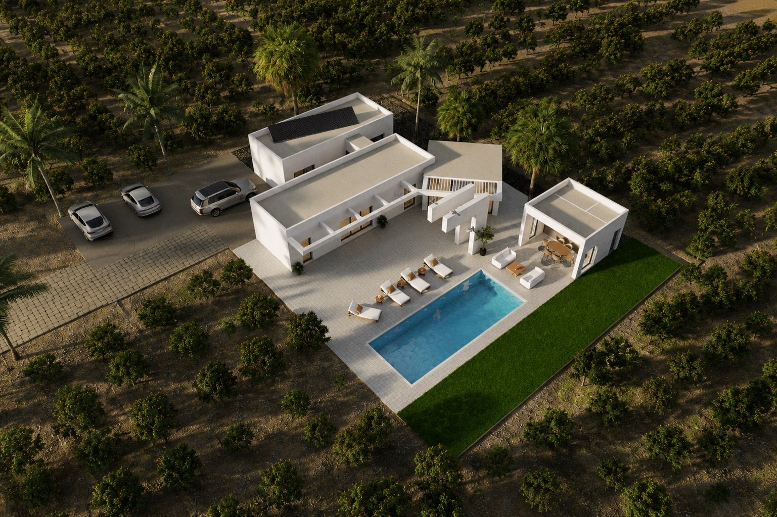 Moderne Häuser mit Garten und Pool, ruhiges Benejúzar