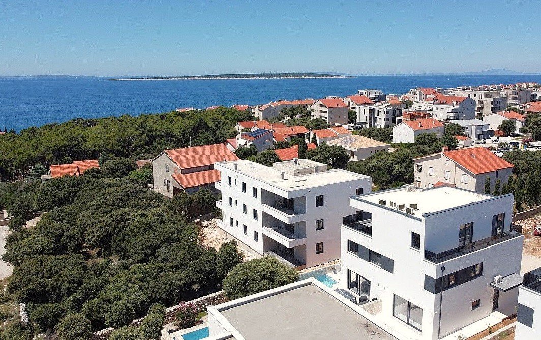 Penthouse mit zwei großen Terrassen und Meerblick, Mandre, Insel Pag