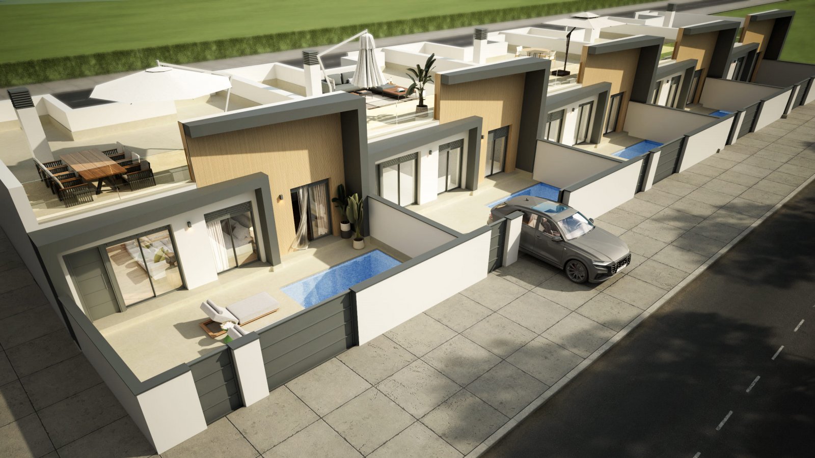 Reihenhaus mit privatem Pool und Solarium in Avileses, Murcia – 3 Schlafzimmer, Neubau