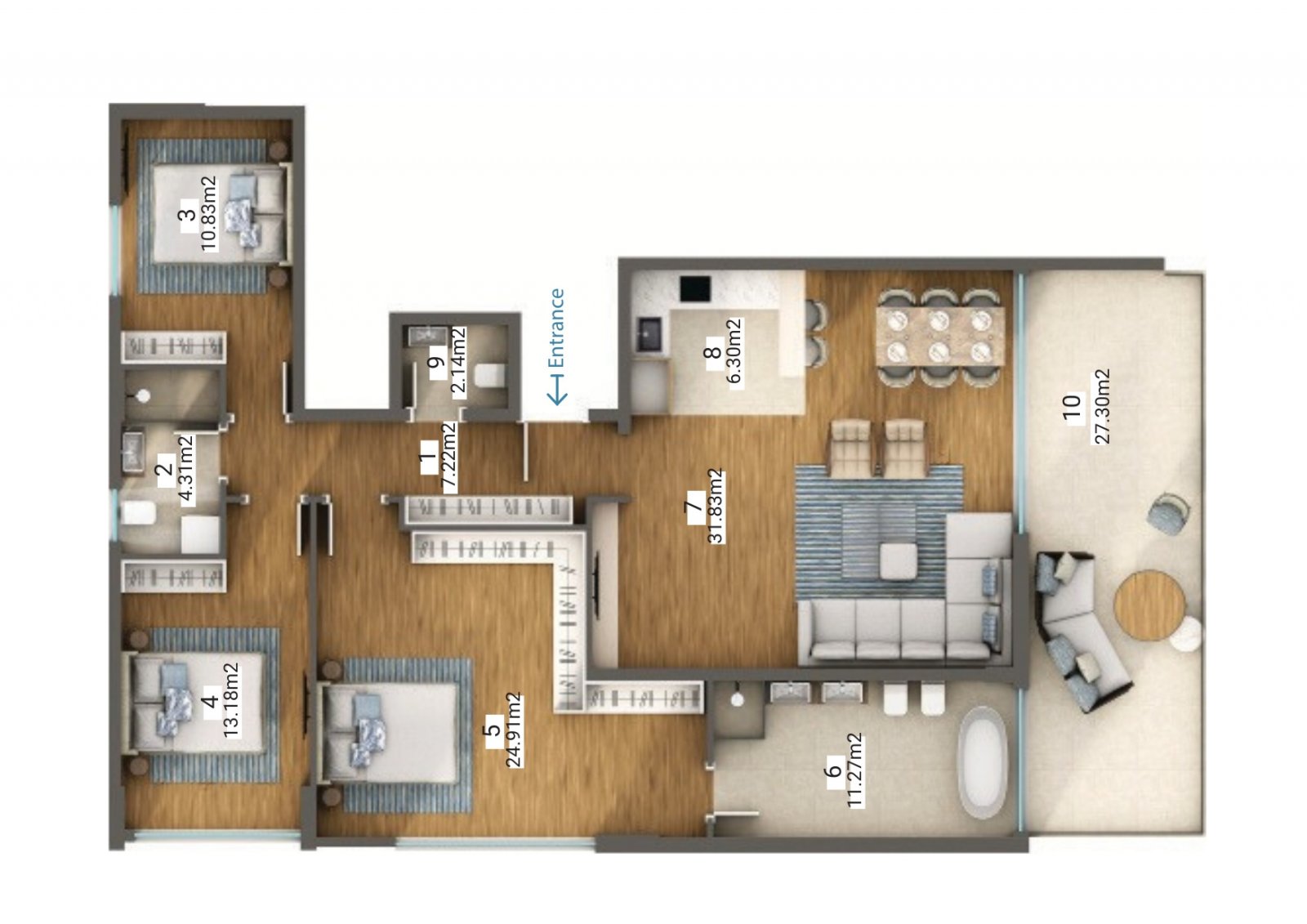 Luxurious penthouse with a spacious terrace and breathtaking sea views, Dobra Voda