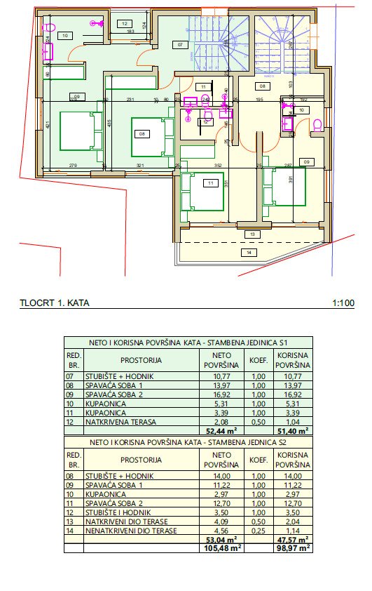 Modern semi-detached house with sea view and a few steps from Srima beach