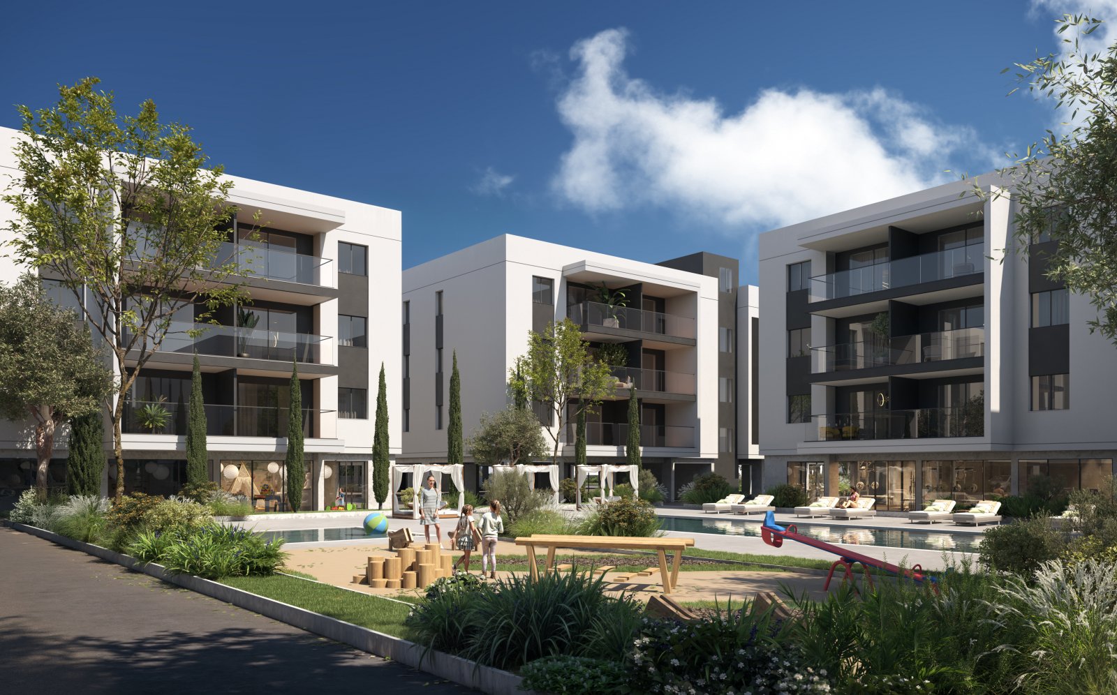 Luxury one-bedroom apartment → gated residence with swimming pools and golf → Limassol