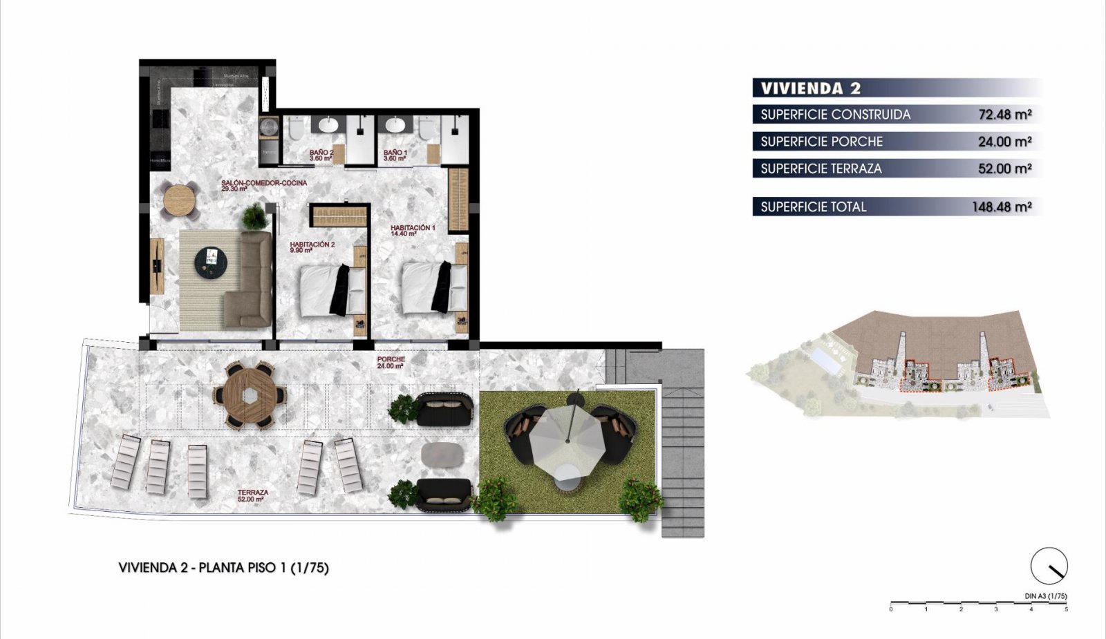 Stylish apartment with terrace by the golf course and the sea – Finestrat