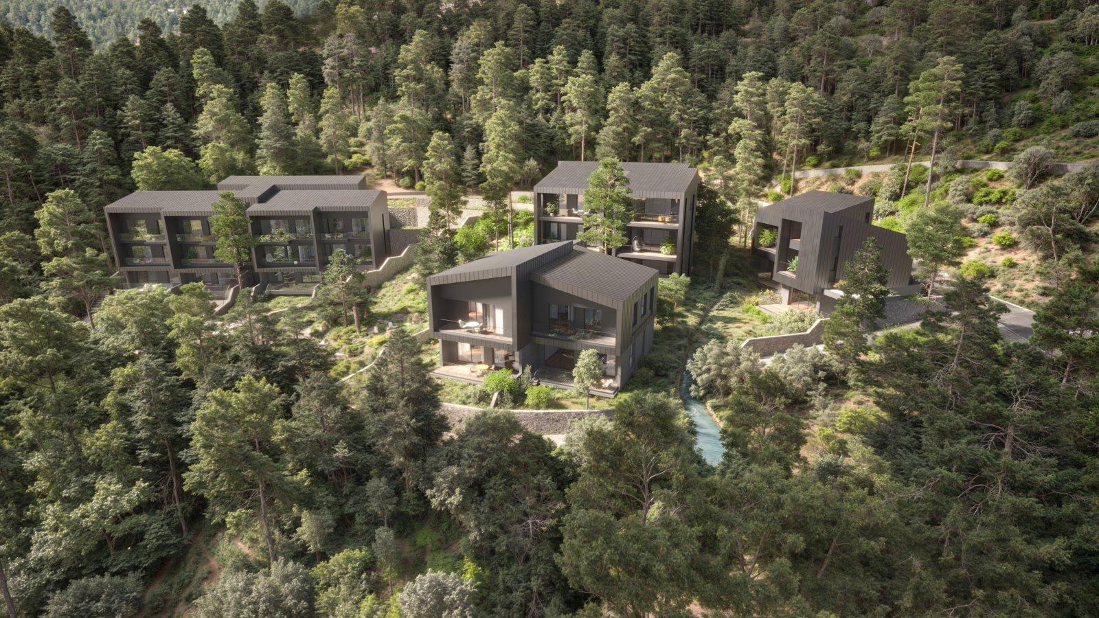 Designer four-room apartment → in a quiet pine forest, modern architecture → Troodos