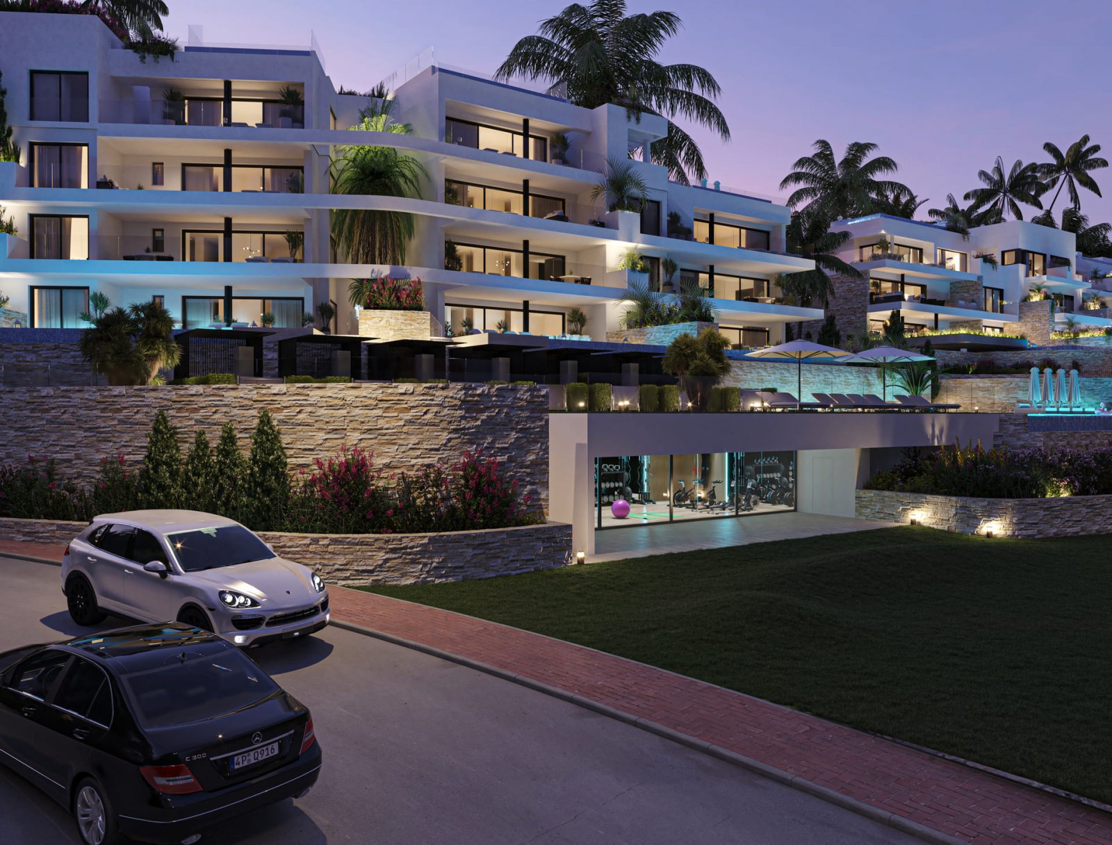 Exclusive apartments → private gardens, swimming pool and fitness → Orihuela