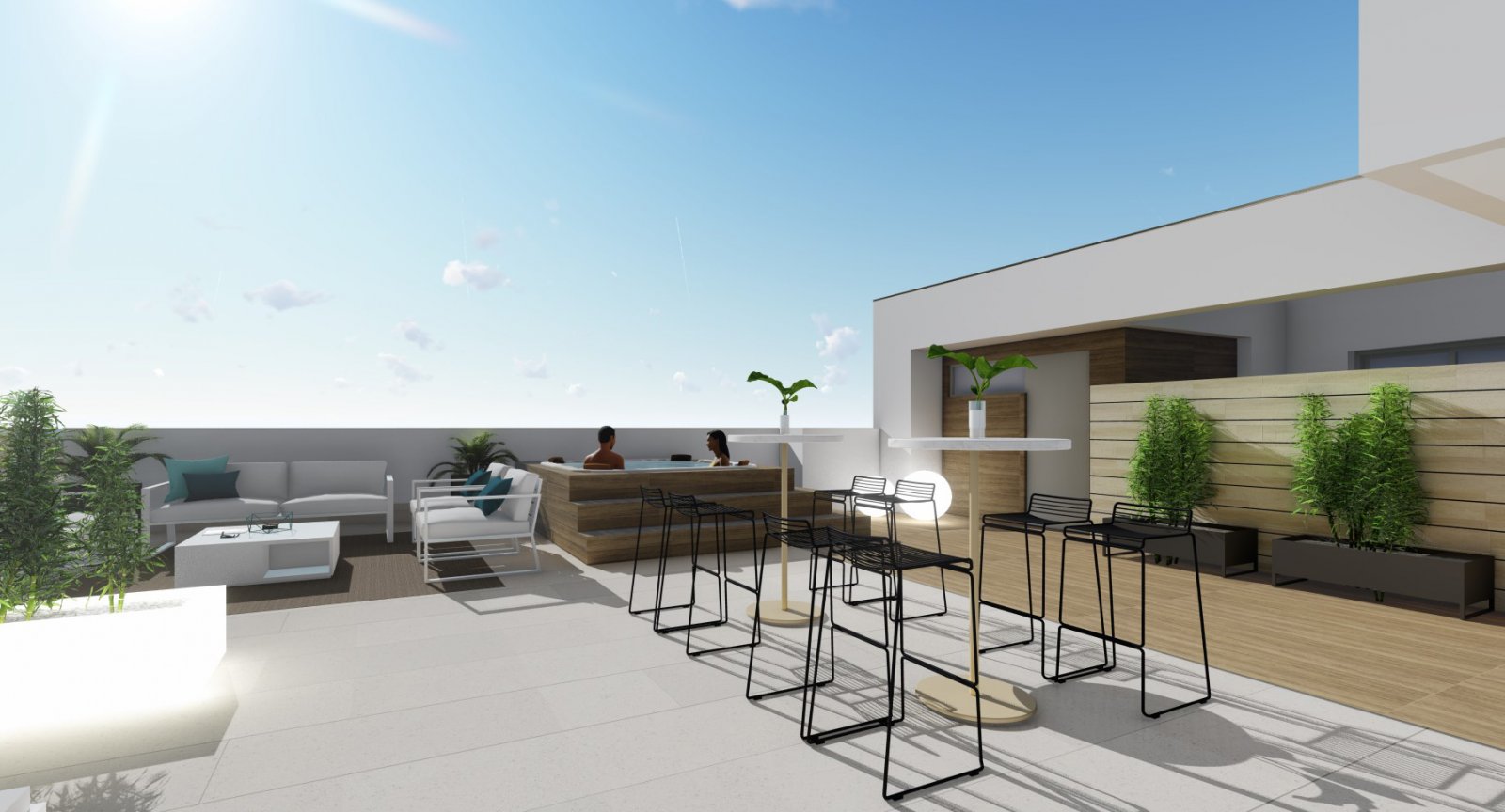 Modern apartments → 250 m from the sea, private terraces and jacuzzi → Torrevieja