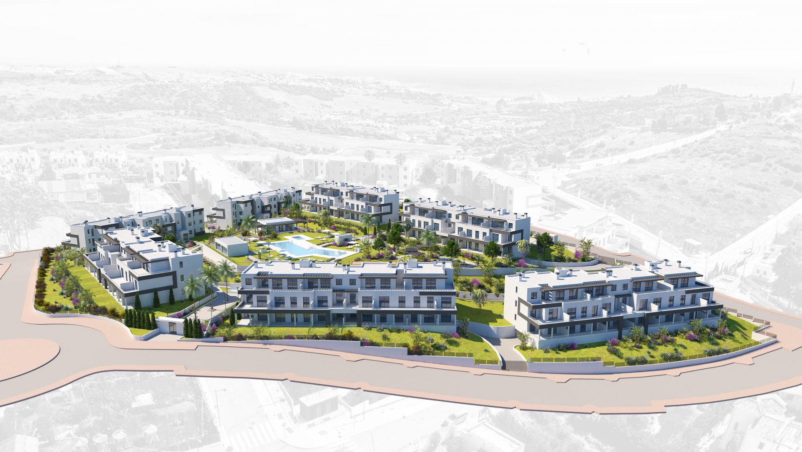 Luxury apartments → 2 km from the sea, private terraces and pool → Estepona