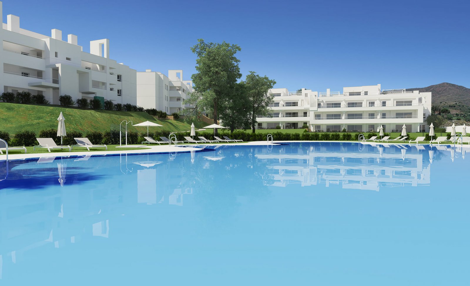 Mijas, Málaga: Moderne Apartments am Golfplatz, Terrasse und Pool, Mijas 