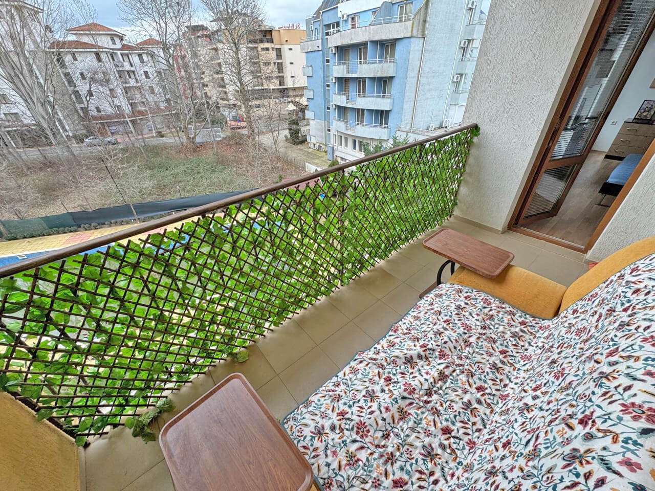 Two-room apartment with a view of the pool in the Diamond Bay complex, Sunny Beach, Bulgaria.