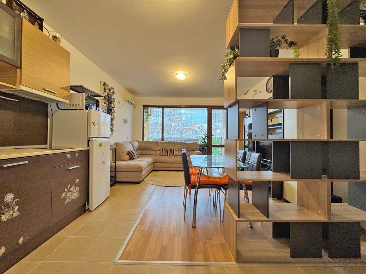 Two-room apartment with a view of the pool in the Diamond Bay complex, Sunny Beach, Bulgaria.