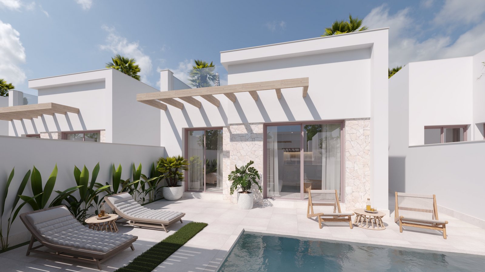 Modern detached houses, private pool and garden, Roldán
