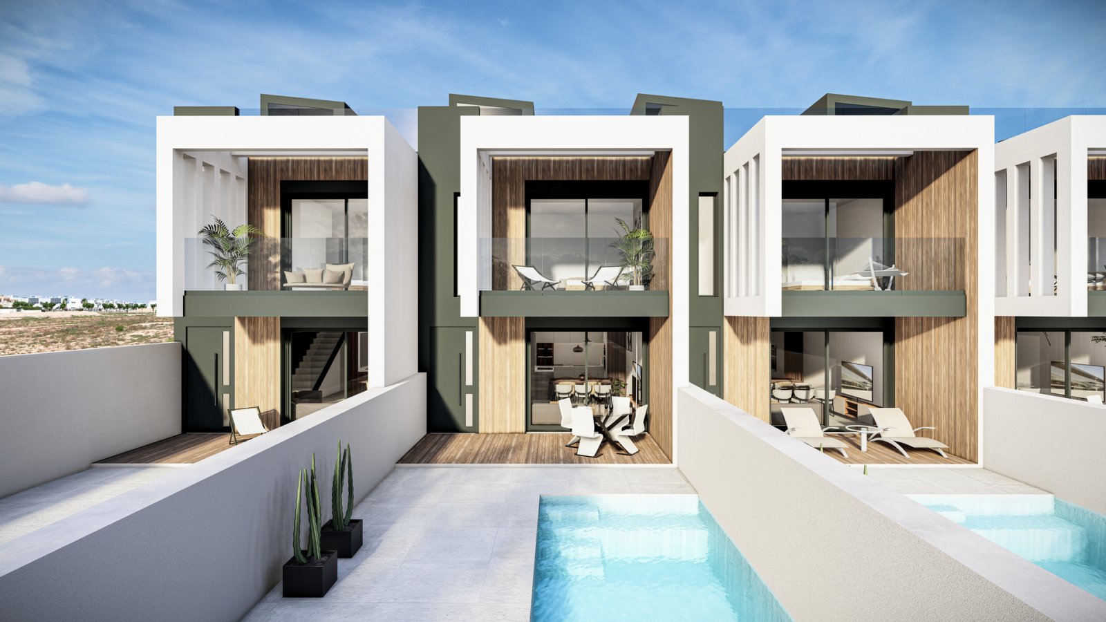 Modern townhouse with private pool and solarium 1.9 km from the sea Pilar de la Horadada