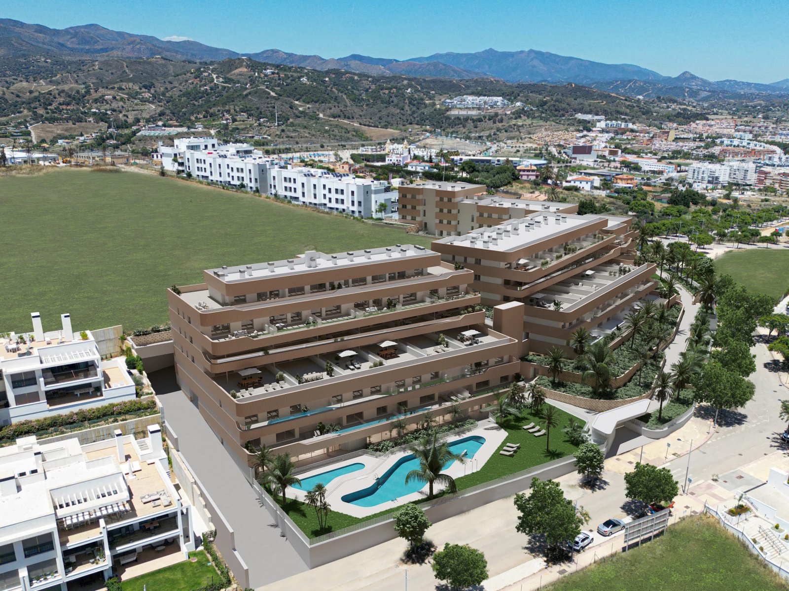 Exclusive apartments, 1 km from the sea with pool and terrace, Estepona