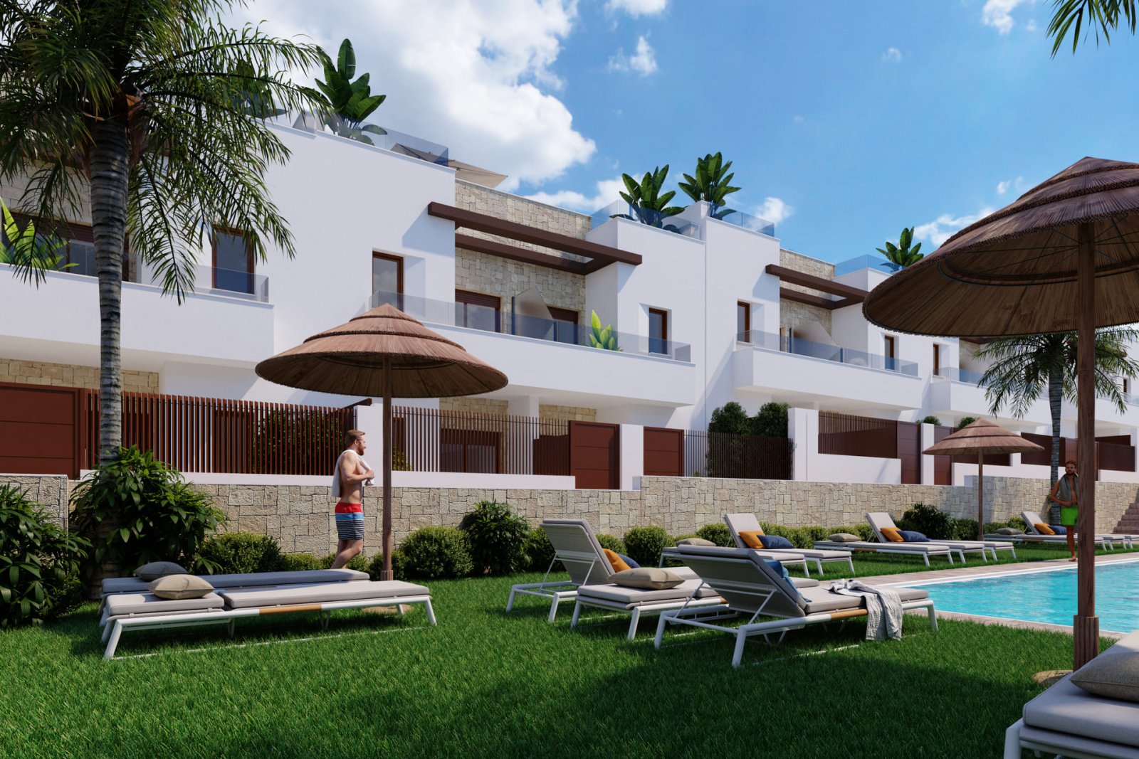 Großzügige Stadthäuser, 1 km vom Golfplatz entfernt und mit Gemeinschaftspool, Orihuela Costa