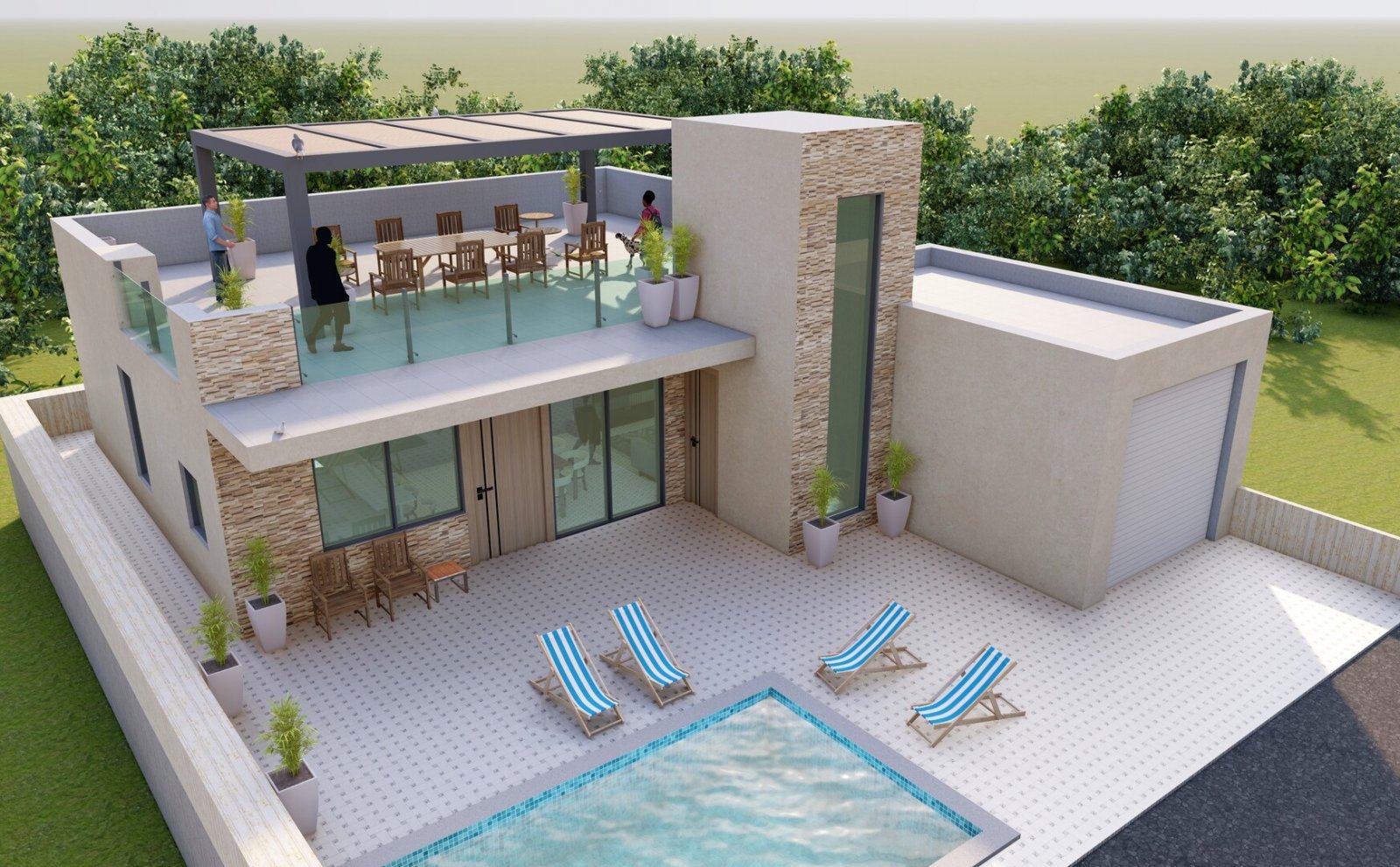 Moderne Einfamilienhäuser, private Gärten und Swimmingpools, Fuente Álamo