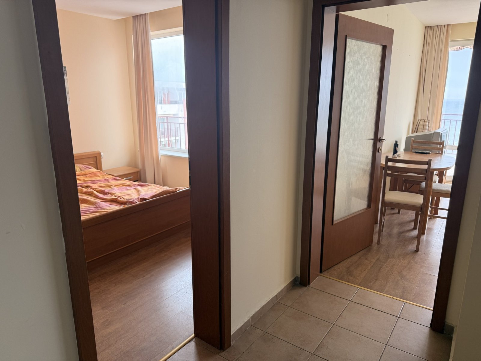 One-room apartment with a separate bedroom and panoramic sea view at Privilege Fort Beach, Bulgaria.